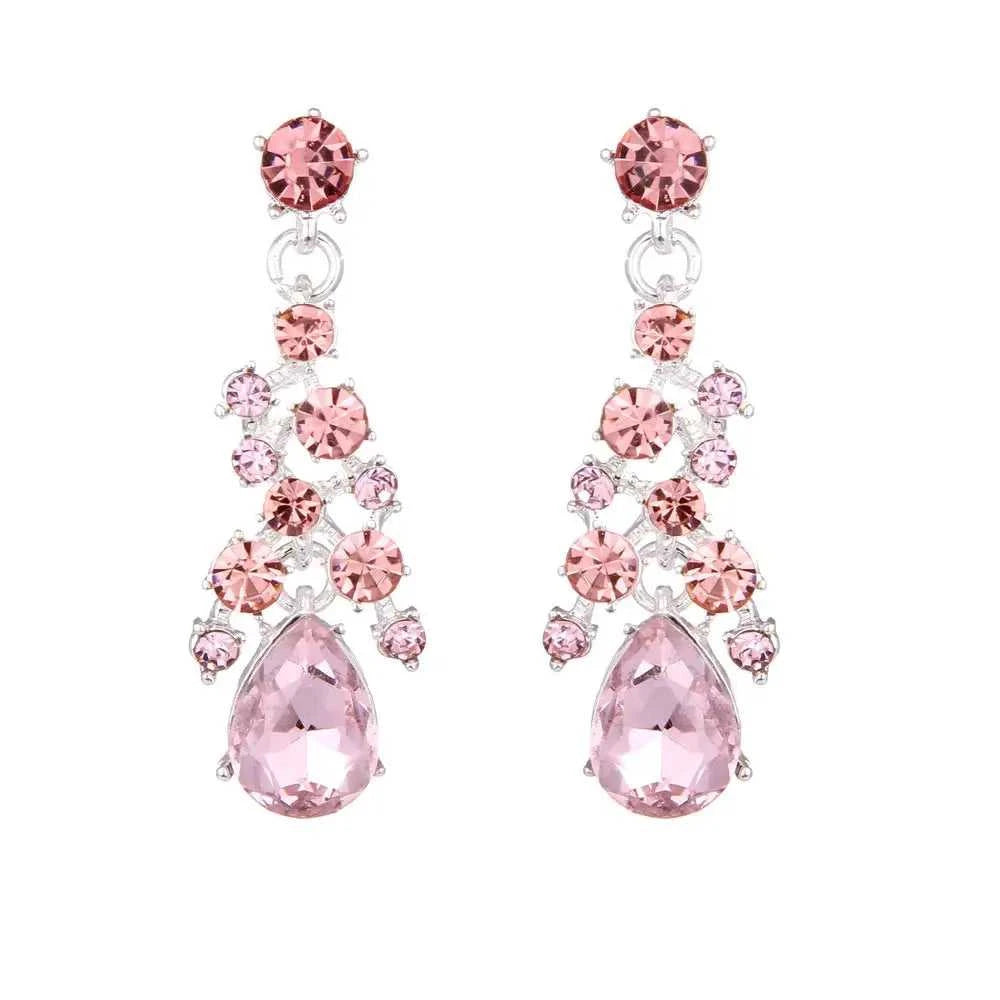 Crystal Pink Bridal Jewelry Sets Teardrop Shape Wedding Necklace Earrings African Fashion Party Jewelry Sets Accessories 8 color The jack market .AU The jack market .AU Jewellery & Chains $ 65 200001033:200003759#red