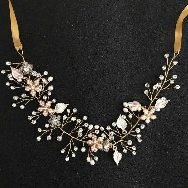 SLBRIDAL Handmade Wired Crystal Rhinestone Freshwater Pearls Flower Wedding Hair Vine Headband Bridal Headpiece Hair accessories The jack market .AU The jack market .AU Jewellery & Chains $ 58 14:10#Simulated Gold