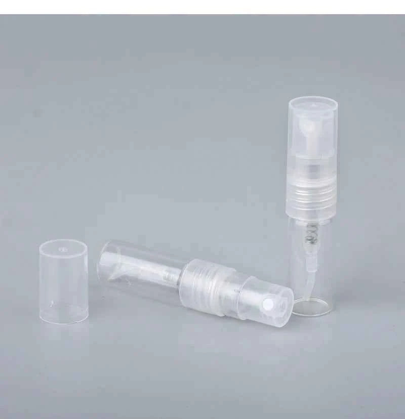 Mini Glam Perfume Bottles - 100 Pack of 1ml & 2ml Refillable Glass Atomizers for On-the-Go Fragrance