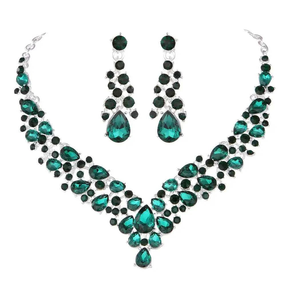Crystal Pink Bridal Jewelry Sets Teardrop Shape Wedding Necklace Earrings African Fashion Party Jewelry Sets Accessories 8 color The jack market .AU The jack market .AU Jewellery & Chains $ 65 200001033:200003759#red
