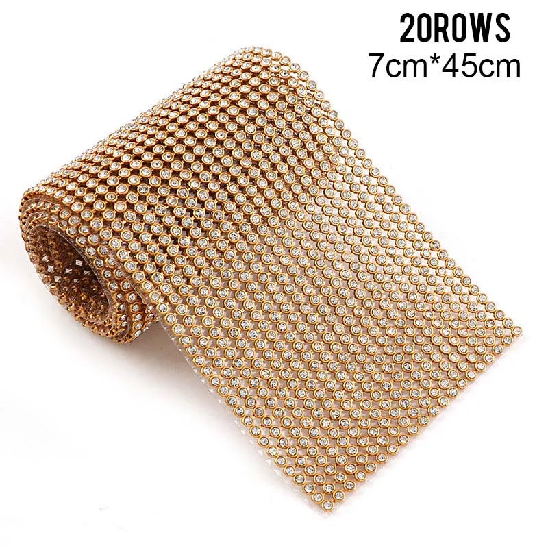 1 Pc 3mm Glass Rhinestone+Gold/Silver Aluminum Rhinestone Mesh Trim ABS Plastic HotFix For DIY Wedding Dress Jewelry