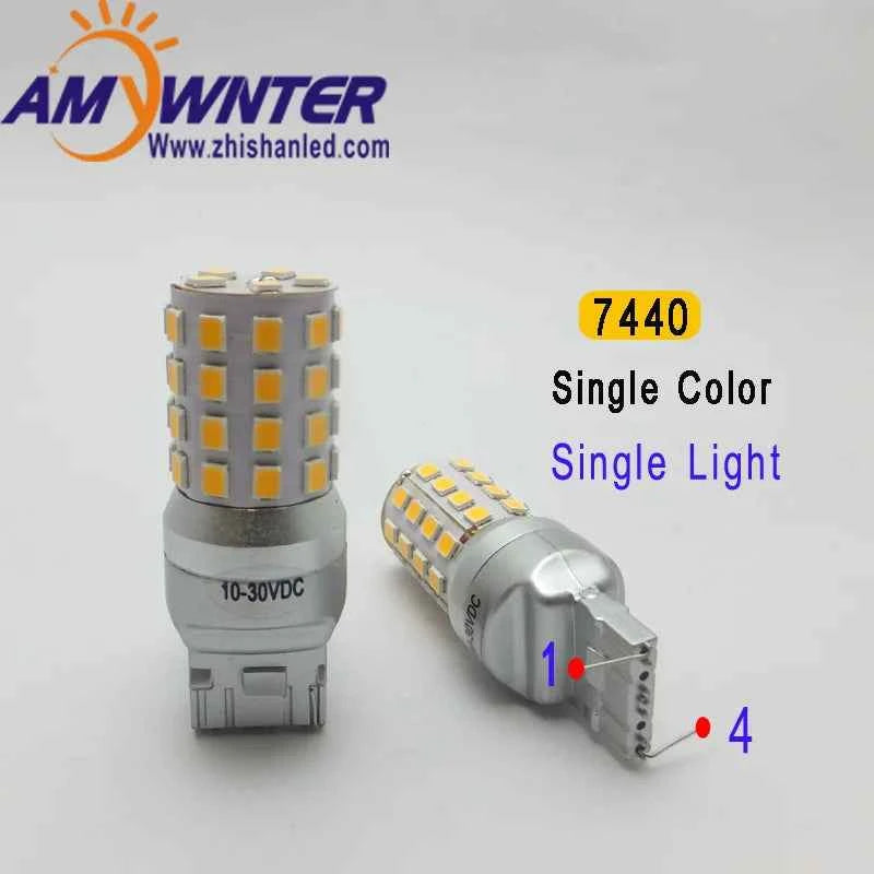 High Power Auto 12V 7440 T20 led 7443 Dual Light Function W21/5W Turn Signal cars warm white  Yellow Amber