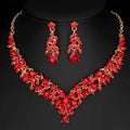Crystal Pink Bridal Jewelry Sets Teardrop Shape Wedding Necklace Earrings African Fashion Party Jewelry Sets Accessories 8 color The jack market .AU The jack market .AU Jewellery & Chains $ 65 200001033:200003759#red