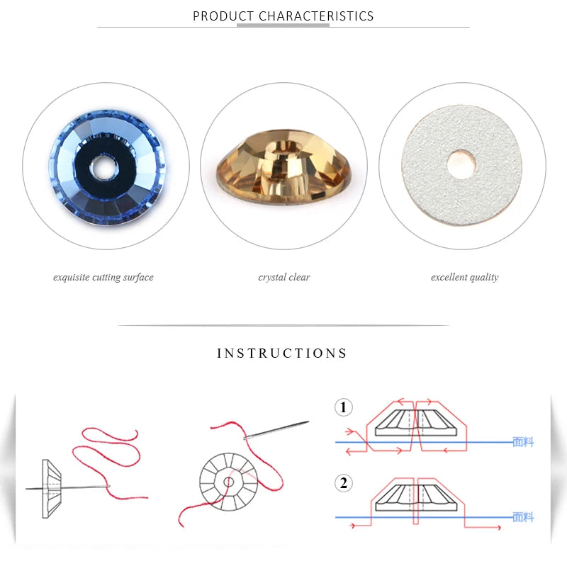 QIAO Glass Round Rhinestones for Wedding Dresses | Sparkling DIY Crystal Accents from SS12 to SS30