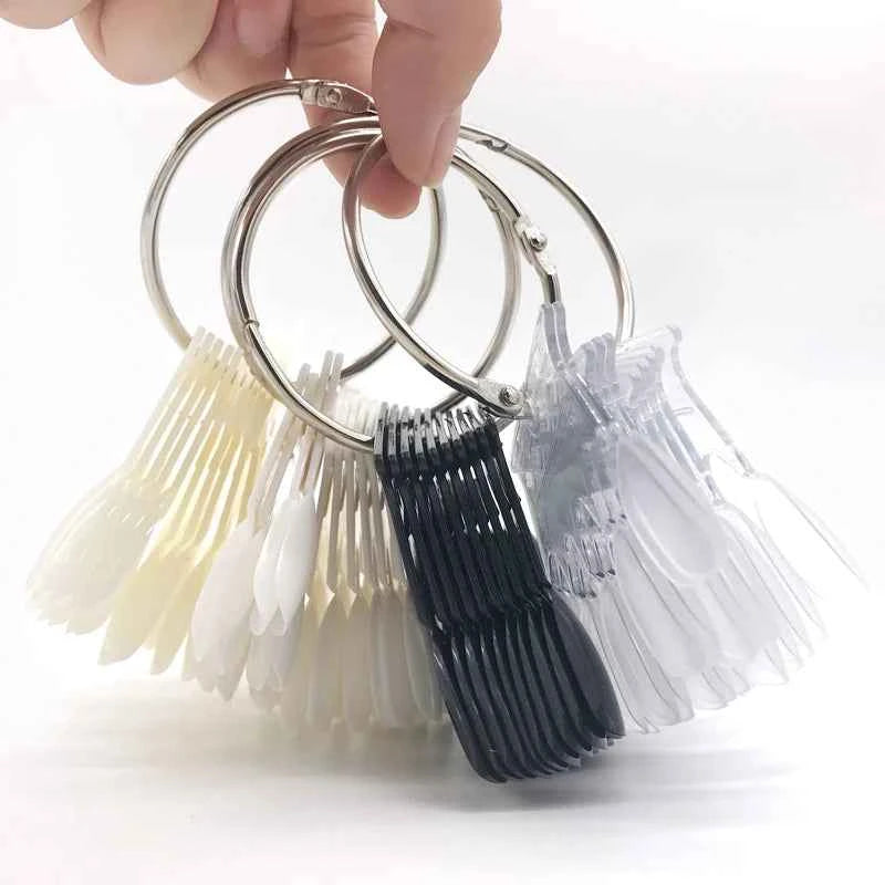 50 Tips Nail Art Display False Nail Tips Crown Fake Nails Polish Clear Nature Color Card Acrylic Practice Chart Palette Art Ring