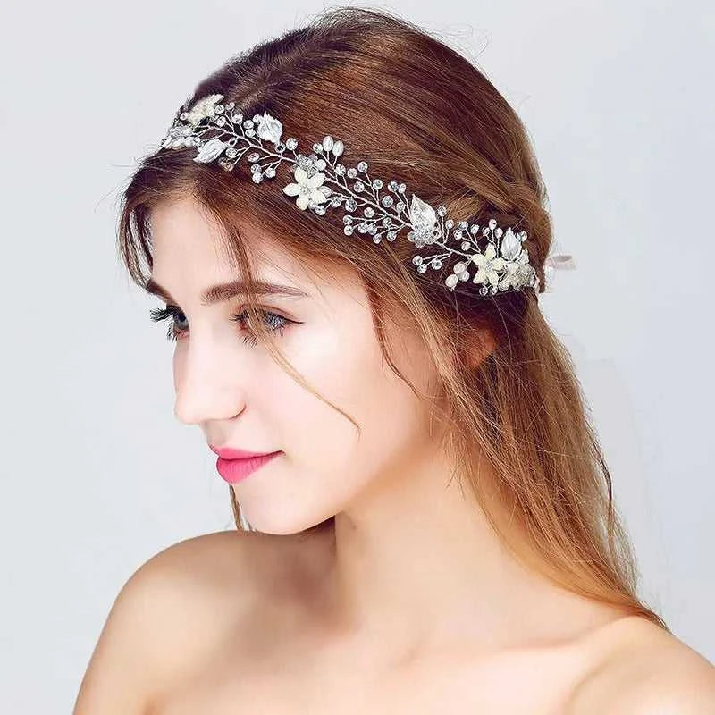SLBRIDAL Handmade Wired Crystal Rhinestone Freshwater Pearls Flower Wedding Hair Vine Headband Bridal Headpiece Hair accessories The jack market .AU The jack market .AU Jewellery & Chains $ 58 14:10#Simulated Gold