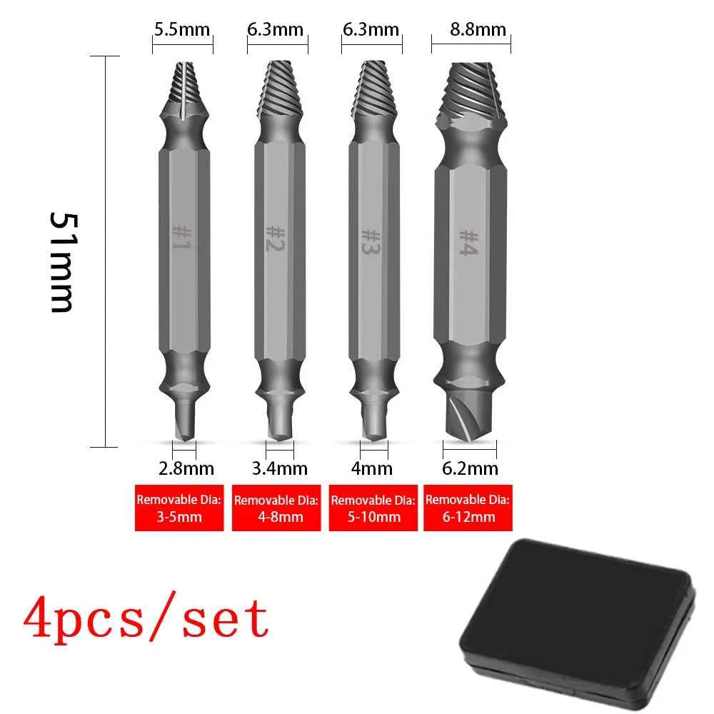 HHS Double Ended Screw Extractor Damaged Screw Extractor Drill Bit Extractor Drill Set Broken Speed Out Bolt Extractor Bolt Stud