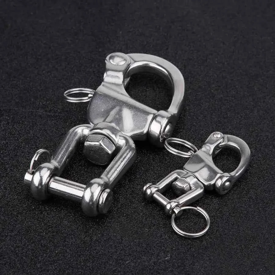 70mm/128mm 316 Stainless Steel Boat Marine Jaw Swivel Snap Shackle for Sailboat Spinnaker Halyard Accessories
