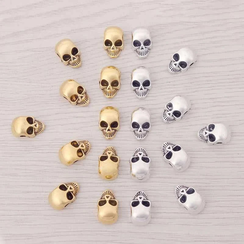 50 x Antique Gold Color Skull Heads Spacer Beads Metal Alloy Charms For DIY Fashion Bracelet Jewelry Making Findings The jack market .AU The jack market .AU $ 51 14:350853#Antique Silver