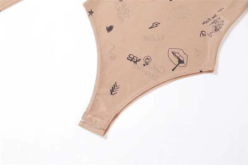 Sexy tight-fitting one-piece Top Women Long-Sleeved Bodysuits O-Neck Basic Party Wear Print Summer Wild Slim Bodysuits The jack market .AU The jack market .AU Woman Fashion $ 50 14:200001438;5:100014064