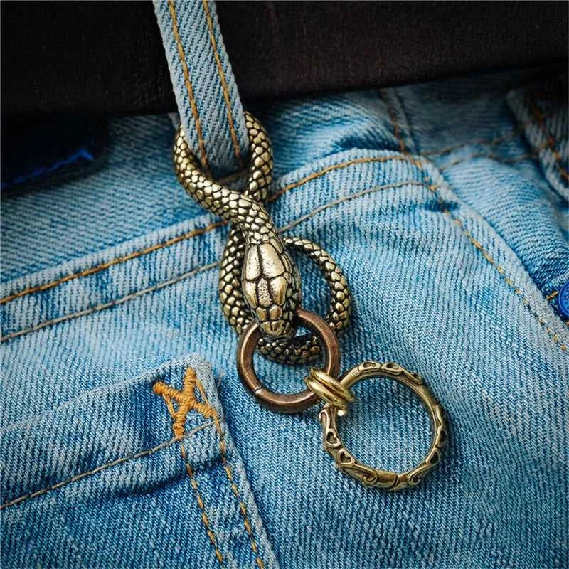 Handmade Pure Copper Zodiac Snake Keychains Pendants Vintage Brass Animal Python Waist Buckle Punk Men Women Car Key Chain Rings The jack market .AU The jack market .AU Jewellery & Chains $ 53 14:29#Snake A