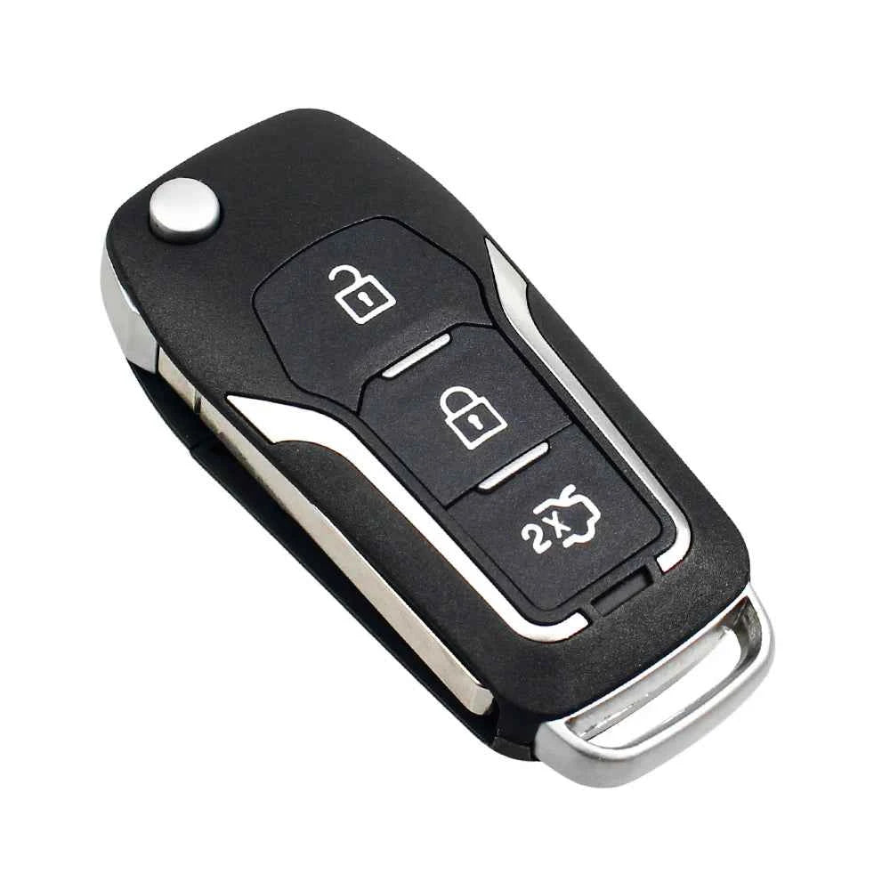 Dandkey Flip Key Fob with 433MHz 4D60/4D63 Chip for Ford Focus, Mondeo & Fiesta - Stylish 3-Button Design