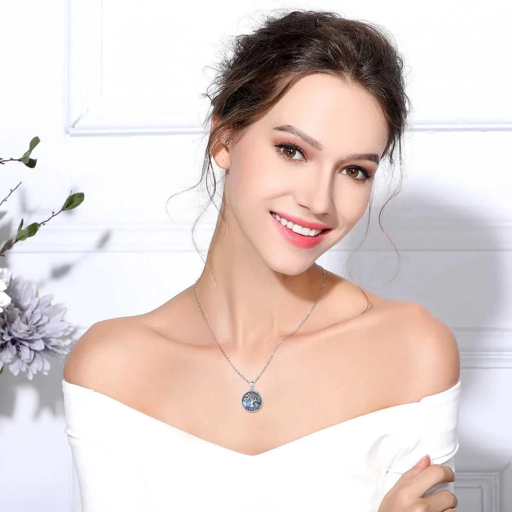 EUDORA New 925 Sterling Silver Tree of Life Pendant Necklace Abalone Shell Jewelry Elegant Fashion Party Gift The jack market .AU The jack market .AU Jewellery & Chains $ 93 200000226:193#with 18 inch chain
