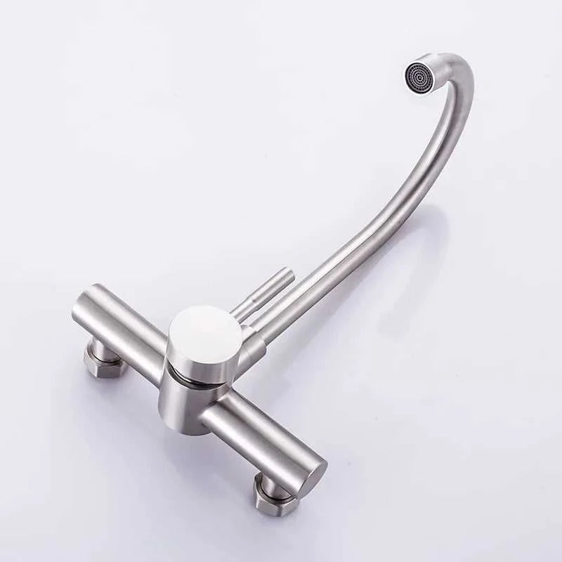 304 Stainless Steel Kitchen Wall-mounted Sink Faucet Double Hole Rotatable Hot and Cold Dish Sink Dish Sink Tap The jack market .AU The jack market .AU Home $ 101 <none>