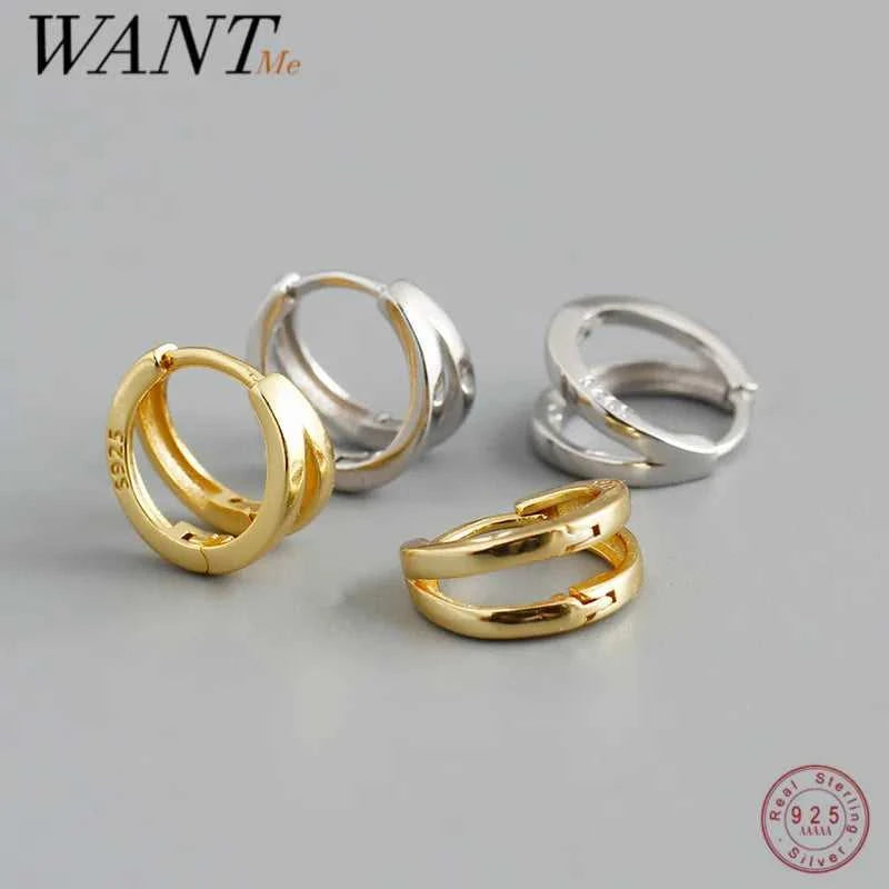 WANTME 925 Sterling Silver Simple Glossy Double Ear Buckle for Women Unique Charm Party Hoop Earrings Fine Jewelry Accessories The jack market .AU The jack market .AU Jewellery & Chains $ 72 200000226:865#MEJ518-Gold