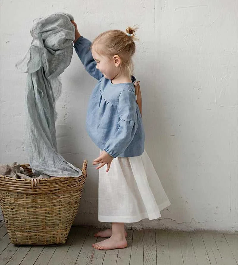 Chic Back Bow Tie Linen Shirt Girls 2026 New Solid Color Casual Loose Baby Kids Long-Sleeved Blouse Autumn Clothes The jack market .AU The jack market .AU Mum & Kids: Essential Products for Every Family $ 45 14:350853#White;200000463:200169197#110cm;200007763:201336100