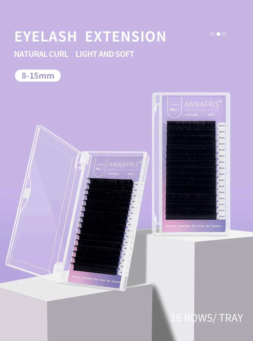 ANNAFRIS Premium Mink Eyelash Extensions - 5 Cases, 16 Rows, C/DD Curl for Stunning, Natural Volume