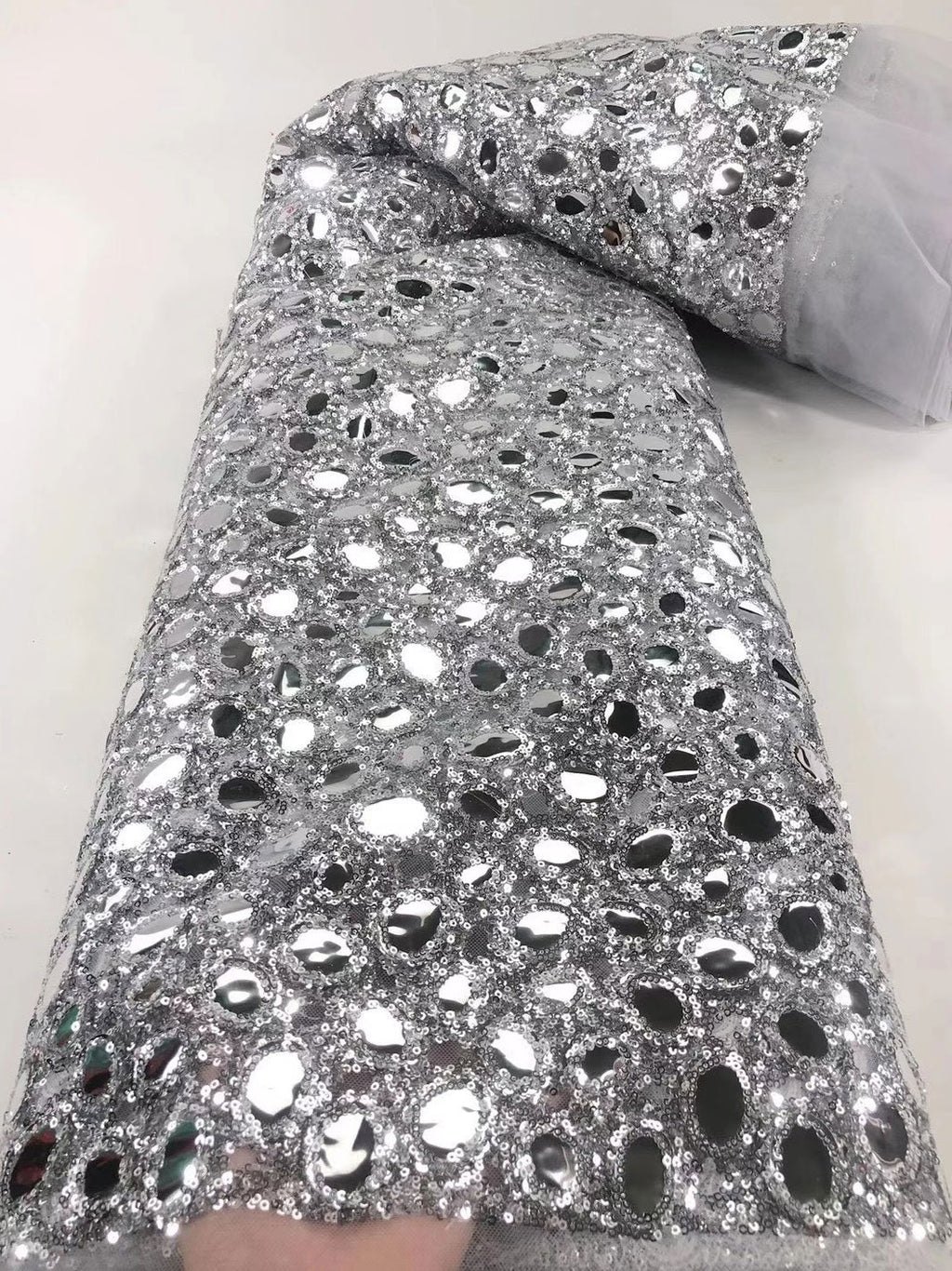 Elegant Couture Gold African Lace Fabric - Stunning Sequins & Embroidery - 5 Yards for Wedding Dresses