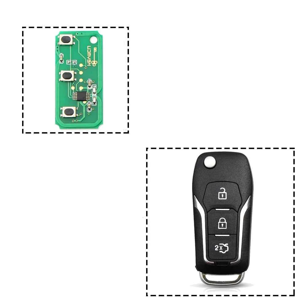 Dandkey Flip Key Fob with 433MHz 4D60/4D63 Chip for Ford Focus, Mondeo & Fiesta - Stylish 3-Button Design