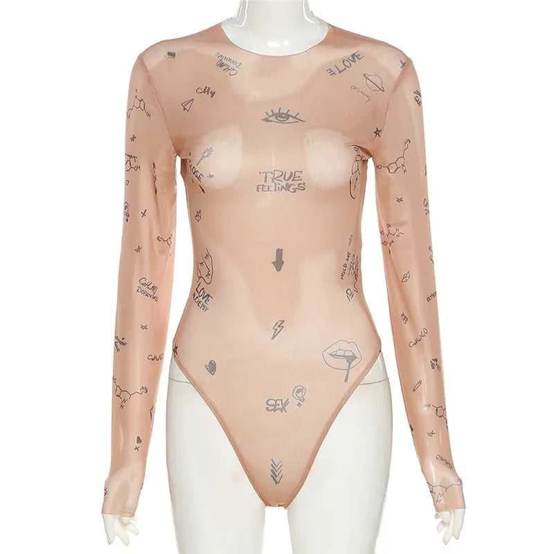 Sexy tight-fitting one-piece Top Women Long-Sleeved Bodysuits O-Neck Basic Party Wear Print Summer Wild Slim Bodysuits The jack market .AU The jack market .AU Woman Fashion $ 50 14:200001438;5:100014064