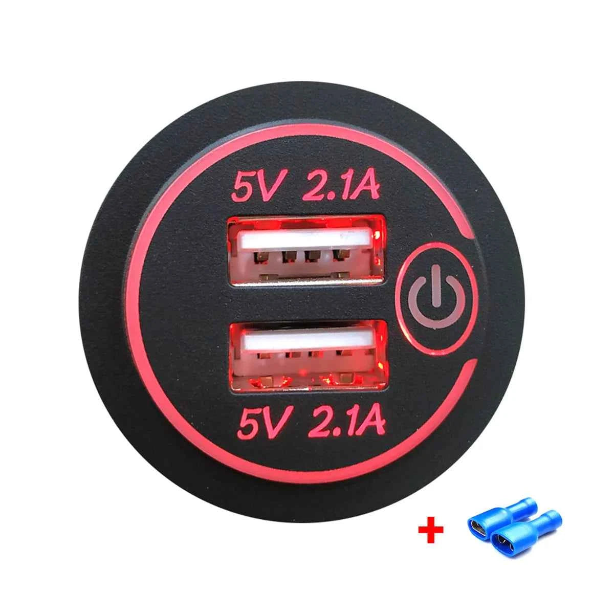 4.2A Dual USB CarCharger Socket Fast Charging Power Outlet Adapter with Touch Switch for Sedan Motorcycle Truck RV Boat