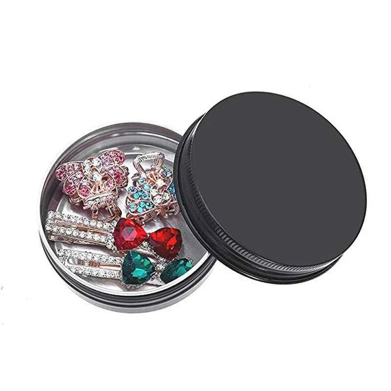 100Pcs Empty Black Aluminum Cream Jar  5g 10g 15g 30g 50g 60g 100g Pot Nail Art Lip Gloss Empty Cosmetic Metal Tins Containers