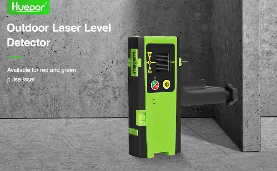 Huepar Laser Detector - Digital Receiver with Three-Side LED Display & Pulse Mode for Precision Leveling