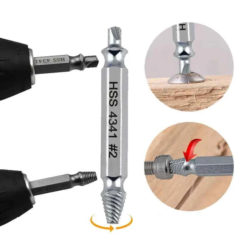 HHS Double Ended Screw Extractor Damaged Screw Extractor Drill Bit Extractor Drill Set Broken Speed Out Bolt Extractor Bolt Stud