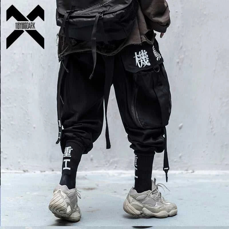 11 BYBB'S DARK Hip Hop Cargo Pants Men Embroidery Joggers Trousers Elastic Waist Rock Ribbon Streetwear Pant Male Black The jack market .AU The jack market .AU Men Fashion $ 88 14:193#black;5:361385