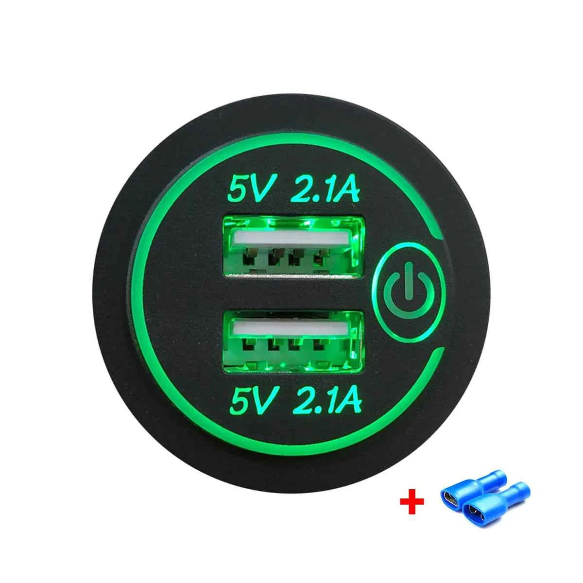 4.2A Dual USB CarCharger Socket Fast Charging Power Outlet Adapter with Touch Switch for Sedan Motorcycle Truck RV Boat