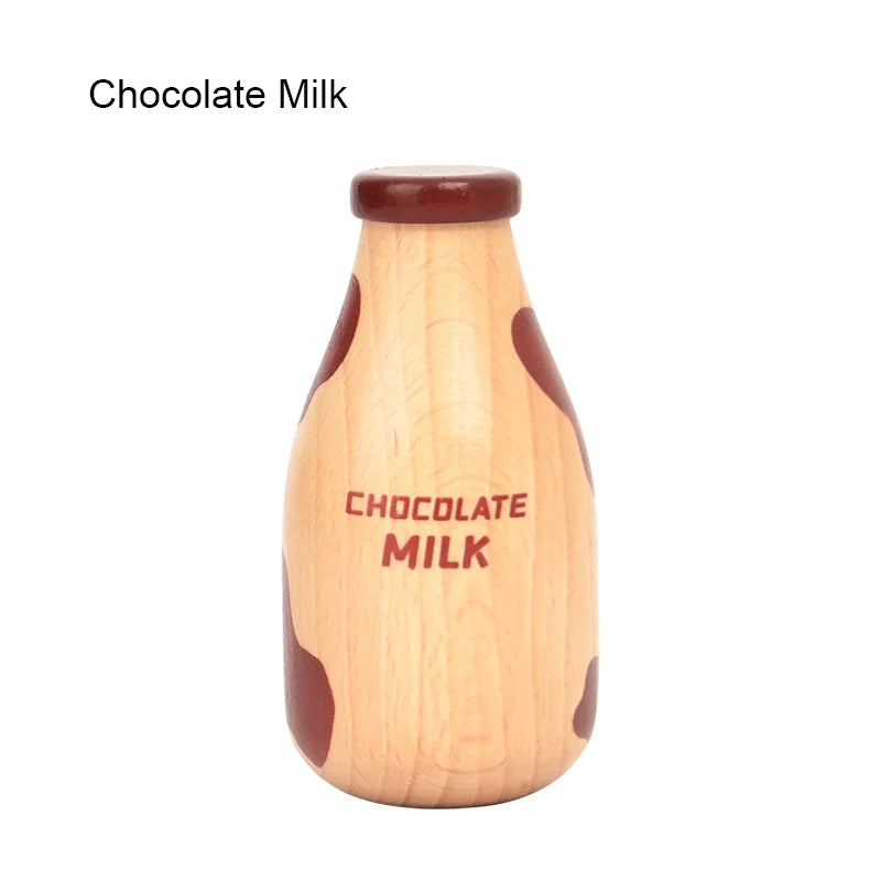 Children Pretend Play Wooden Milk Drink Set Kitchen Food Toys Montessori Learning Educational Kids Simulation Imitation Game