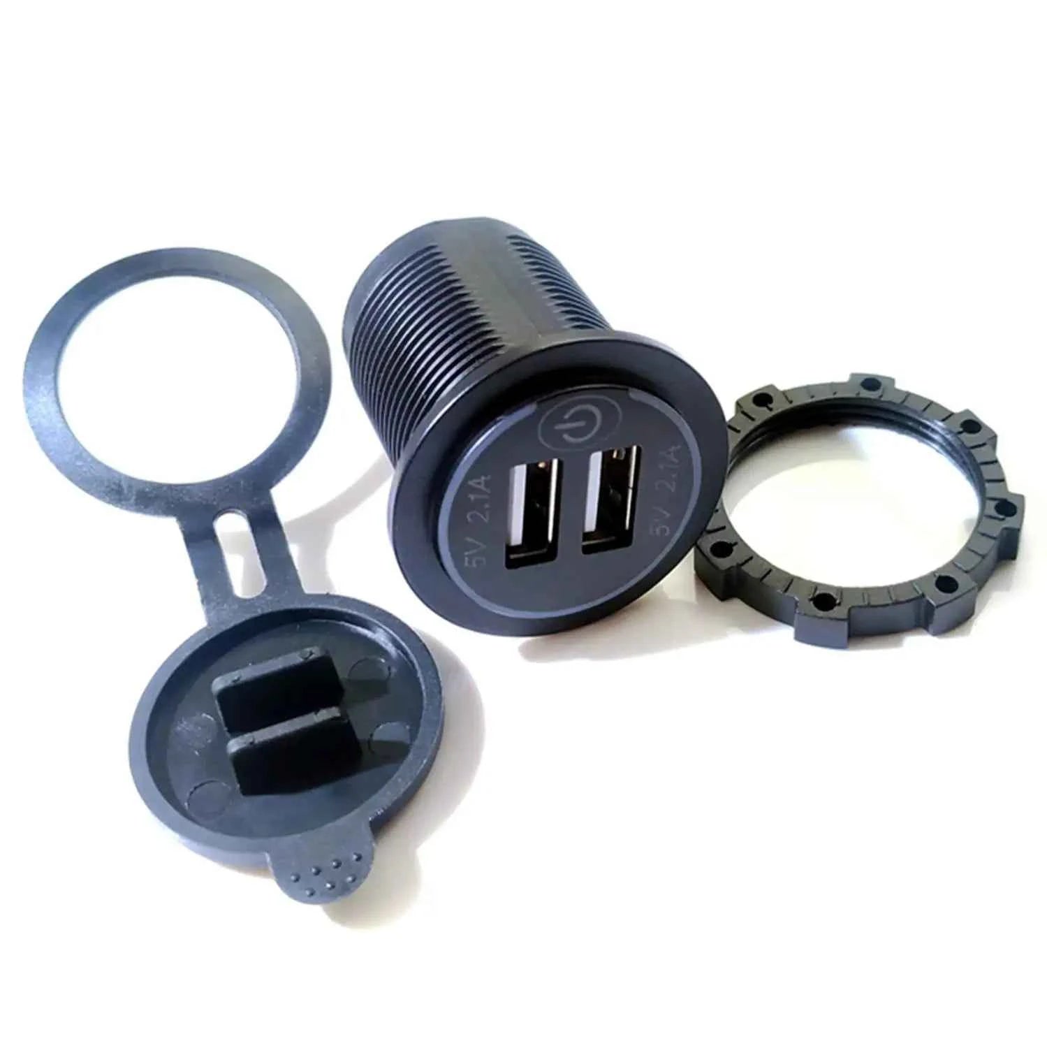 4.2A Dual USB CarCharger Socket Fast Charging Power Outlet Adapter with Touch Switch for Sedan Motorcycle Truck RV Boat