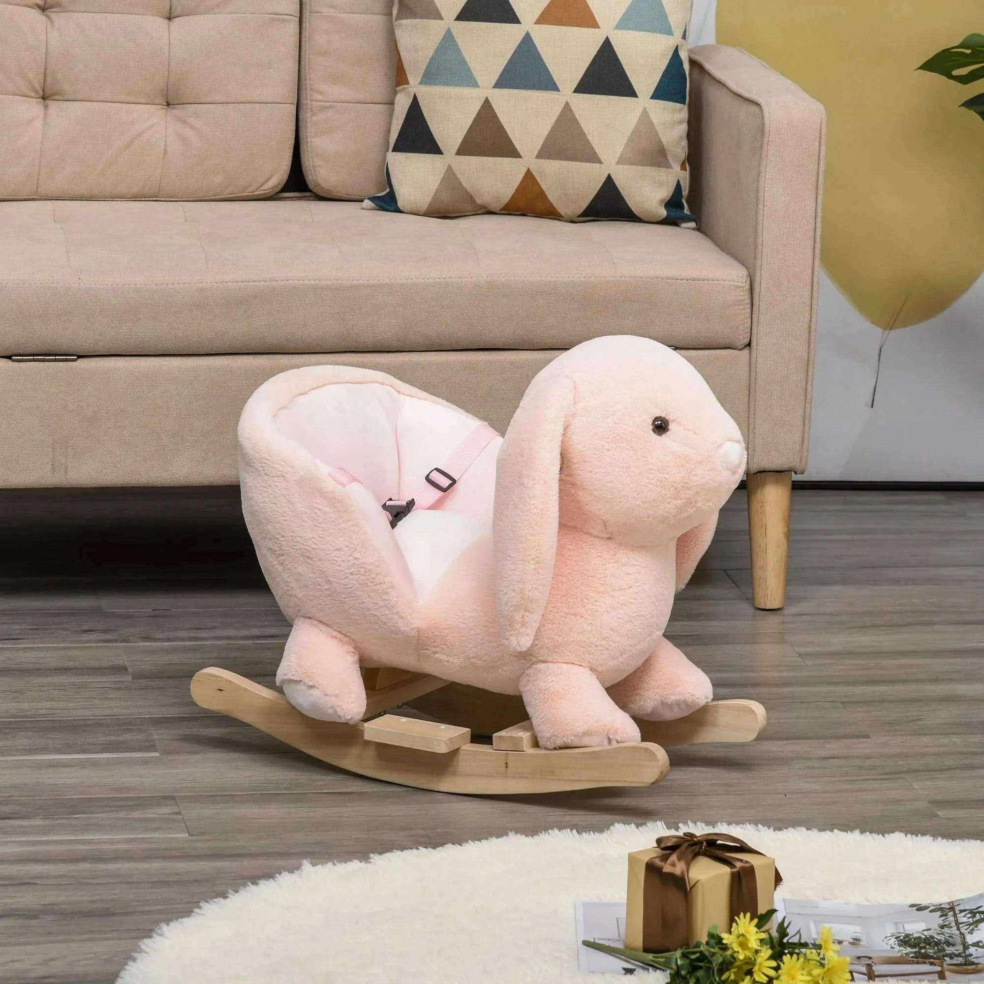 Homcom Rocking Horse Rabbit for Babies 18-36 Months with Sound and Belt The jack market .AU The jack market .AU Little Wonders $ 155 200007763:201336104