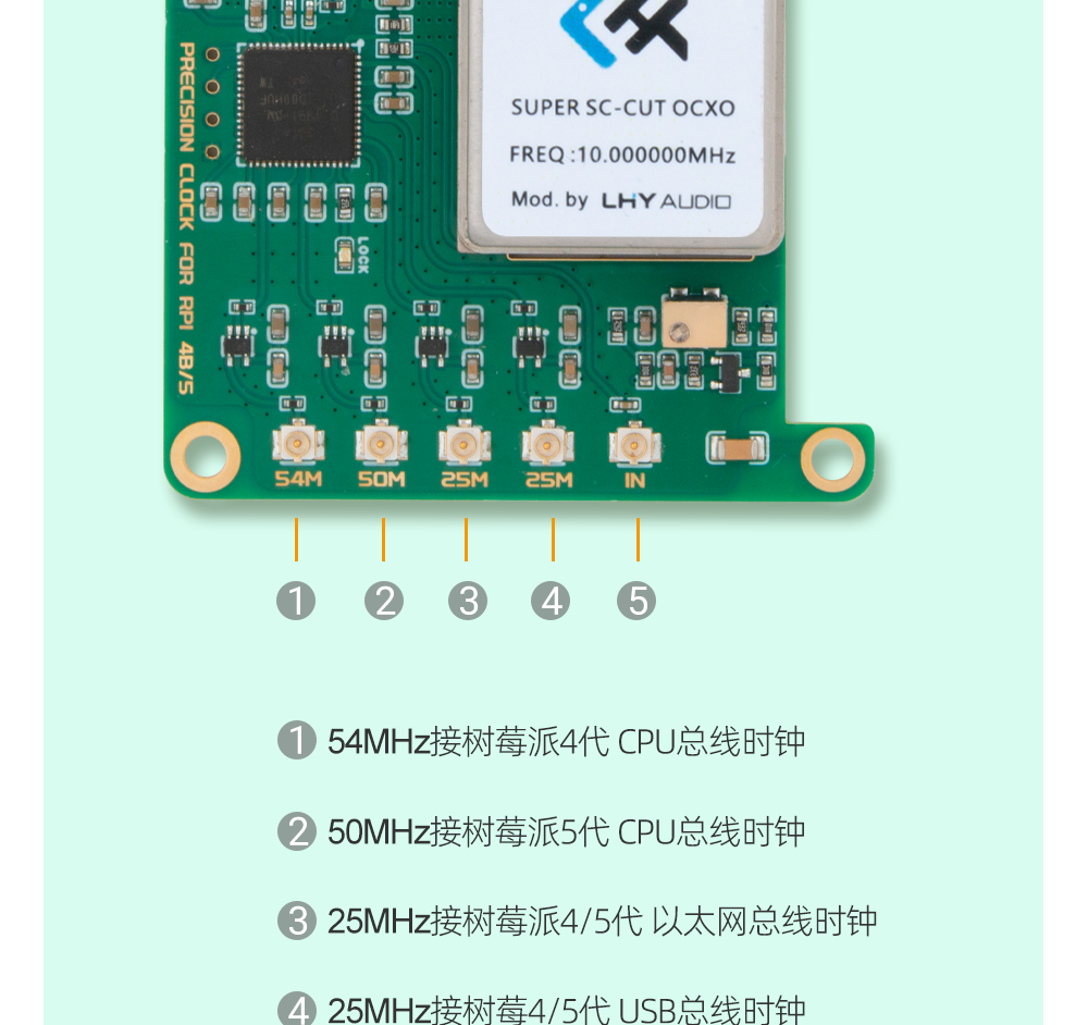 LHY Raspberry Pi 4B/5 upgraded OCXO ultra-low phase noise constant temperature crystal oscillator PLL clock board The jack market .AU The jack market .AU Accessories Electronics $ 158 14:350853#Standard version