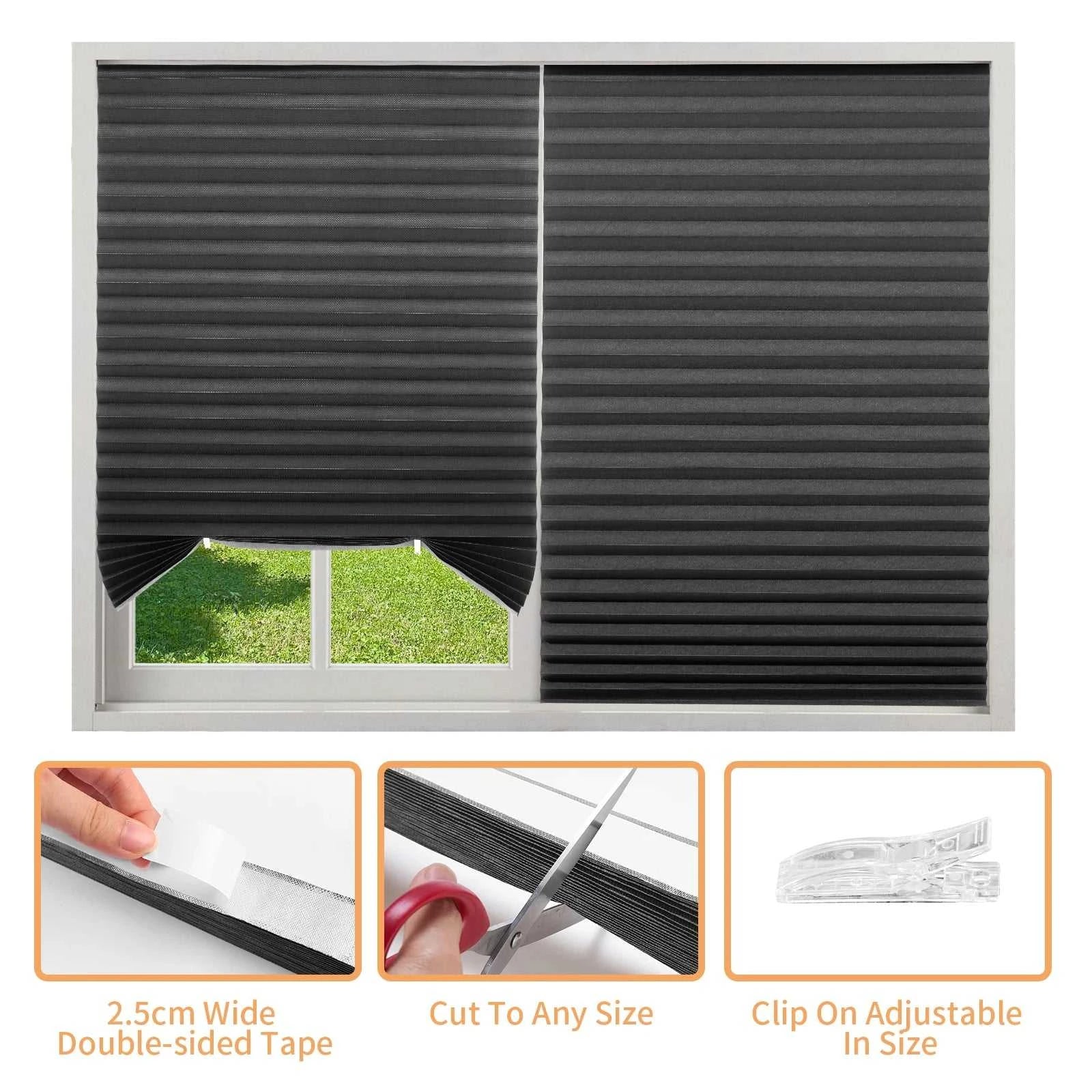 1Pc Shades Self-adhesive Half/Full Windows Nonwoven Folding Curtain Bathroom Balcony Living Room Balcony Curtains Pleated Blinds The jack market .AU The jack market .AU Home $ 51 14:365458#60X150CM Full