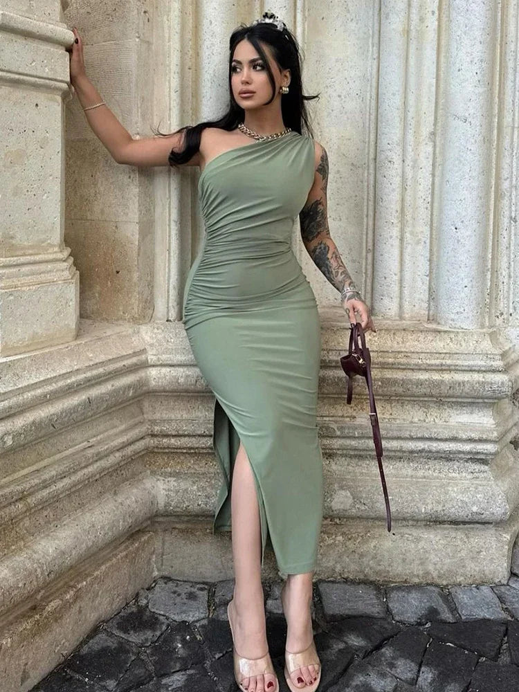 Women's Off-Shoulder Backless Maxi Dress – Slim Fit Club Party Dress