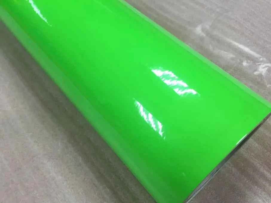 Premium Car Styling Glossy Fluorescent Yellow Vinyl Sticker Glossy Fluorescent yellow Vinyl Wrap Self Adhesive Sticker