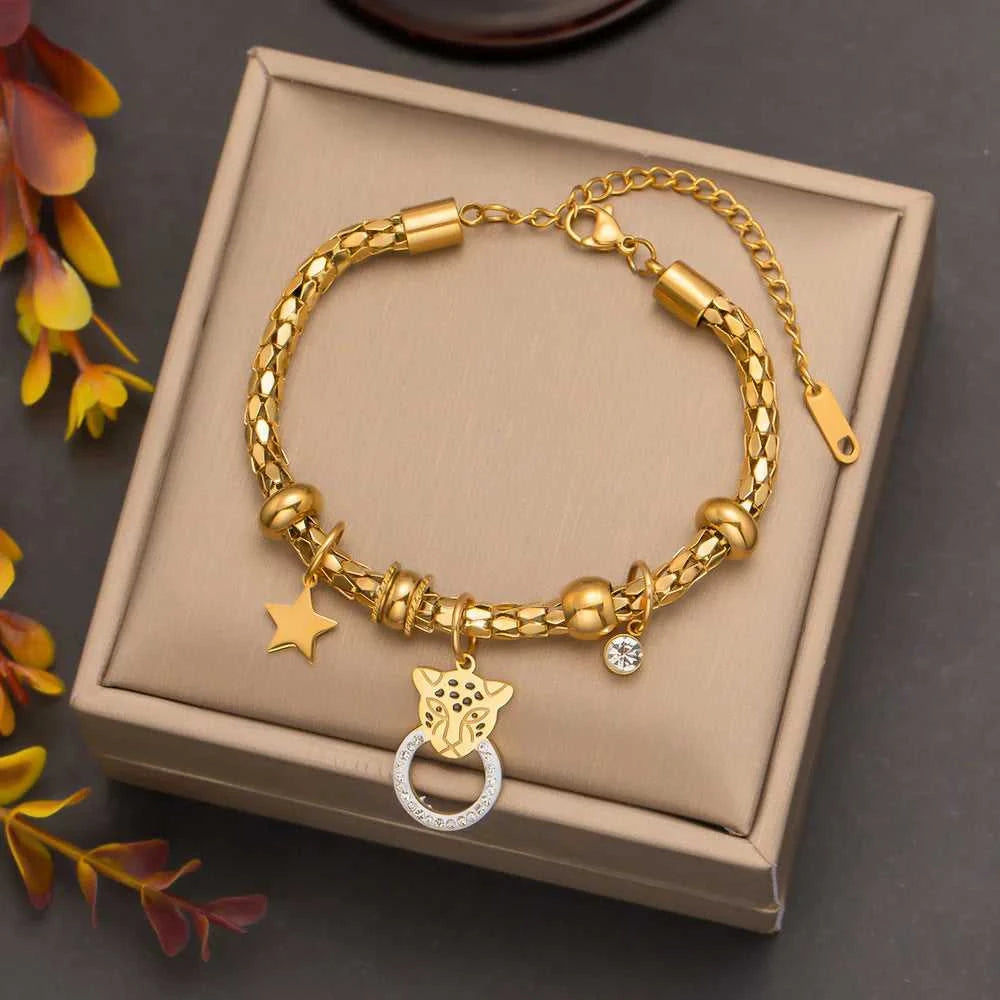 Hamsa Hand of Fatima Evil Eye Charm Bracelet For Women Gold Color Stainless Steel Wrist Chains Luxury Jewelry Birthday Gifts The jack market .AU The jack market .AU Jewellery & Chains $ 53 200000639:1436#16-22 cm;200001034:361181#Style A