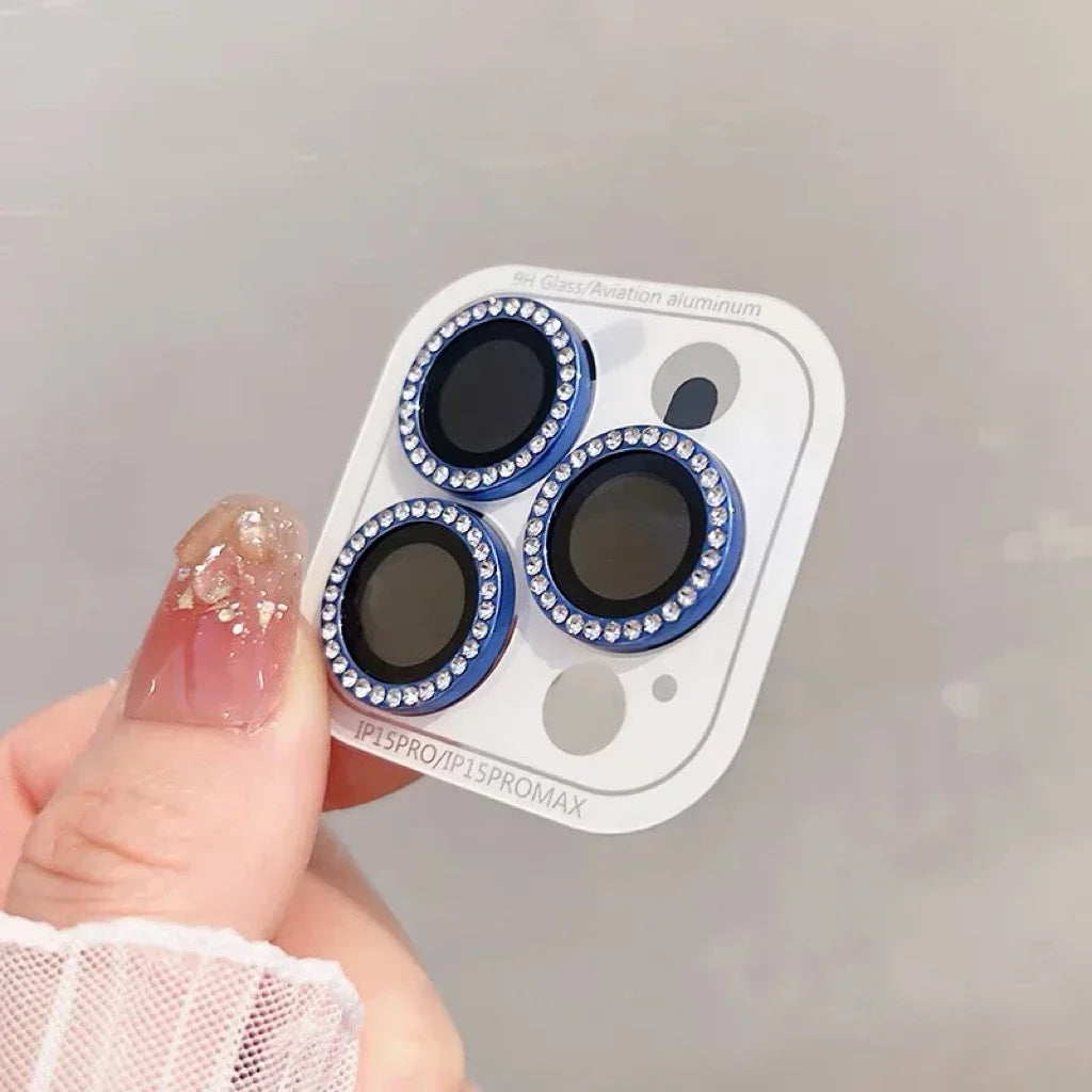 GlamLens Diamond Camera Lens Protectors for iPhone 14 15 16 Pro Max – 2-3 Pcs Sparkling Glass Shield