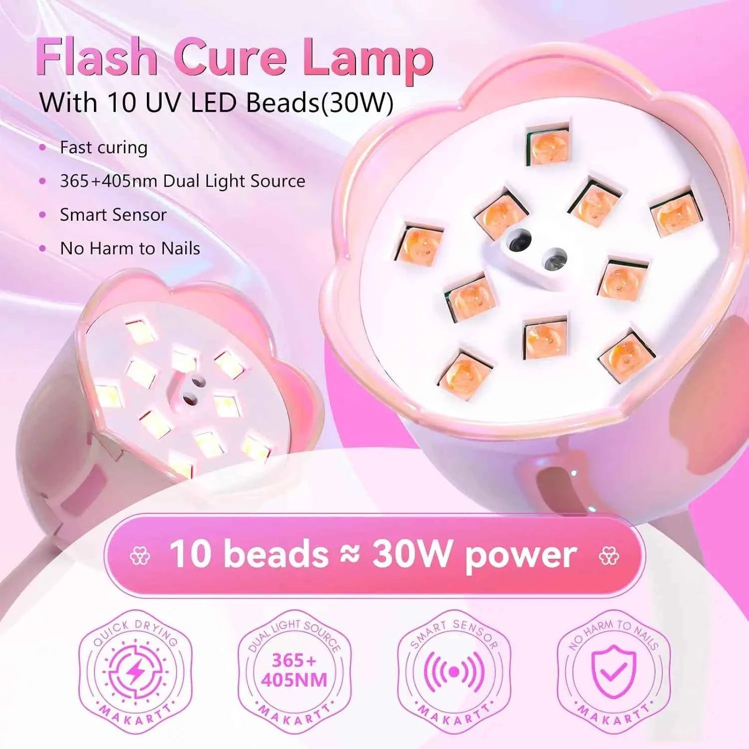 Makartt Mini UV LED Nail Lamp - Rechargeable & Fast-Curing Gooseneck Design for Perfect Gel Nails at Home