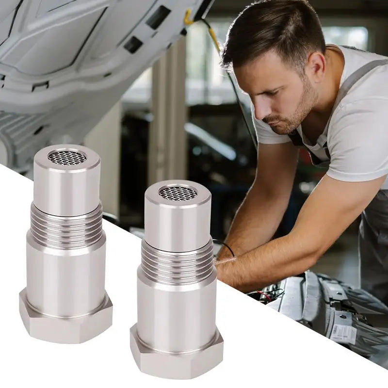 Spark Plug Non Fouler O2 Sensor 2 Pieces Stainless Steel O2 Sensor Plug Automotive Replacement Connector For Engine Bypass Drain