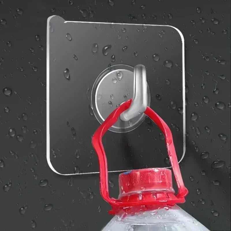 1-20pcs Transparent Self Adhesive Hooks Door Wall Mounted Hanger Hook Suction Heavy Load Rack Kitchen Bathroom Organizer Holder