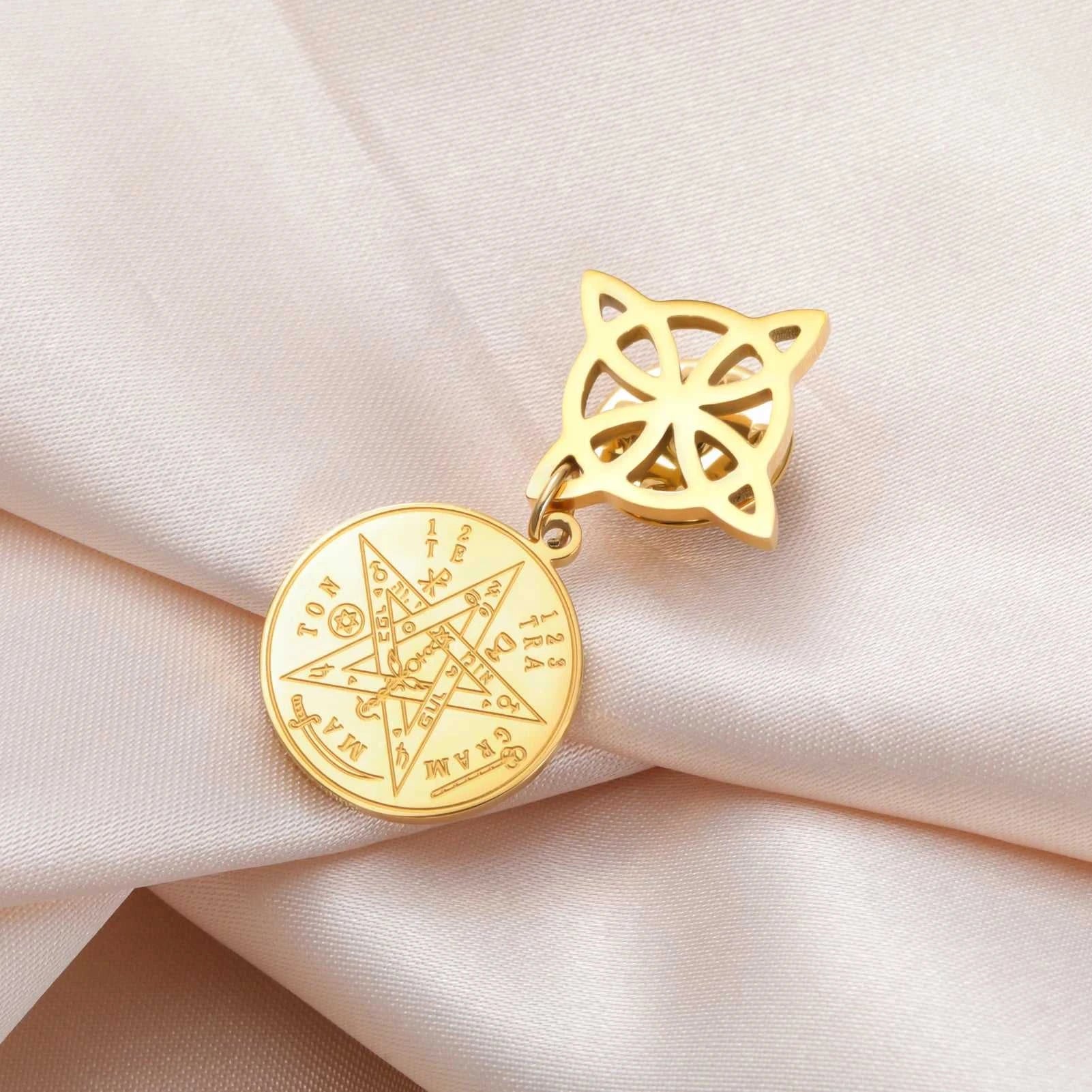 Witch Knot Tetragrammaton Pentagram Badge Pins Stainless Steel Brooch for Women Men Amulet Accessories Witchcraft Jewelry Gifts The jack market .AU The jack market .AU Jewellery & Chains $ 47 200001033:350853#A Steel Color