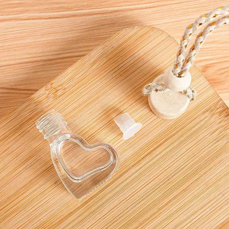 10pcs 10ml Empty Glass Essential Oil Diffuser Bottle with Lid for Car Air Freshener Vent Clip Portable Perfume Fragrance Bottle