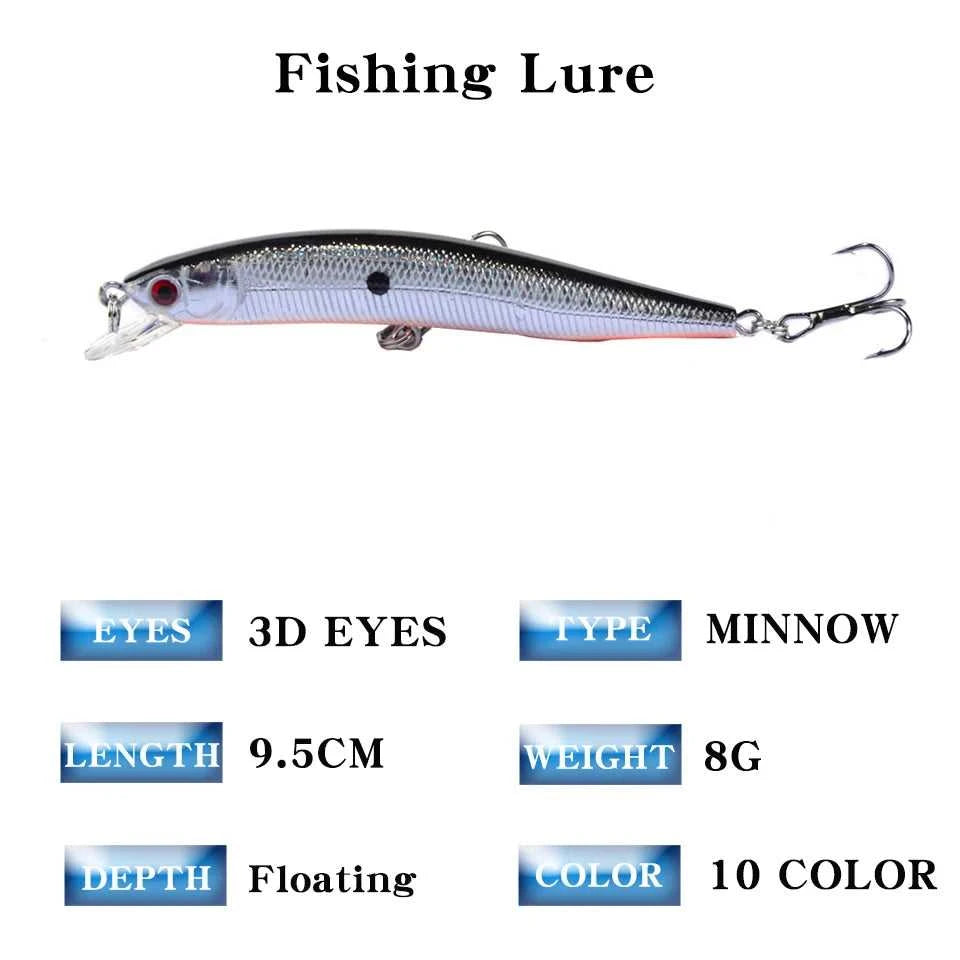 1PCS Minnow Fishing Lure 95mm 8g Floating Hard Bait Wobbler Jig Bait Crankbait Carp Striped Bass Pesca Fishing Tackle SwimBait The jack market .AU The jack market .AU Fishing Gear $ 21 14:173#NO 8