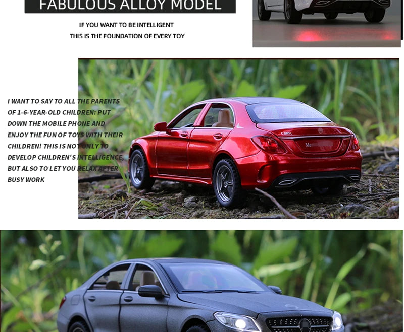 1:32 Mercedes C-Class Diecast Alloy Car Model – Sound & Light Toy Gift