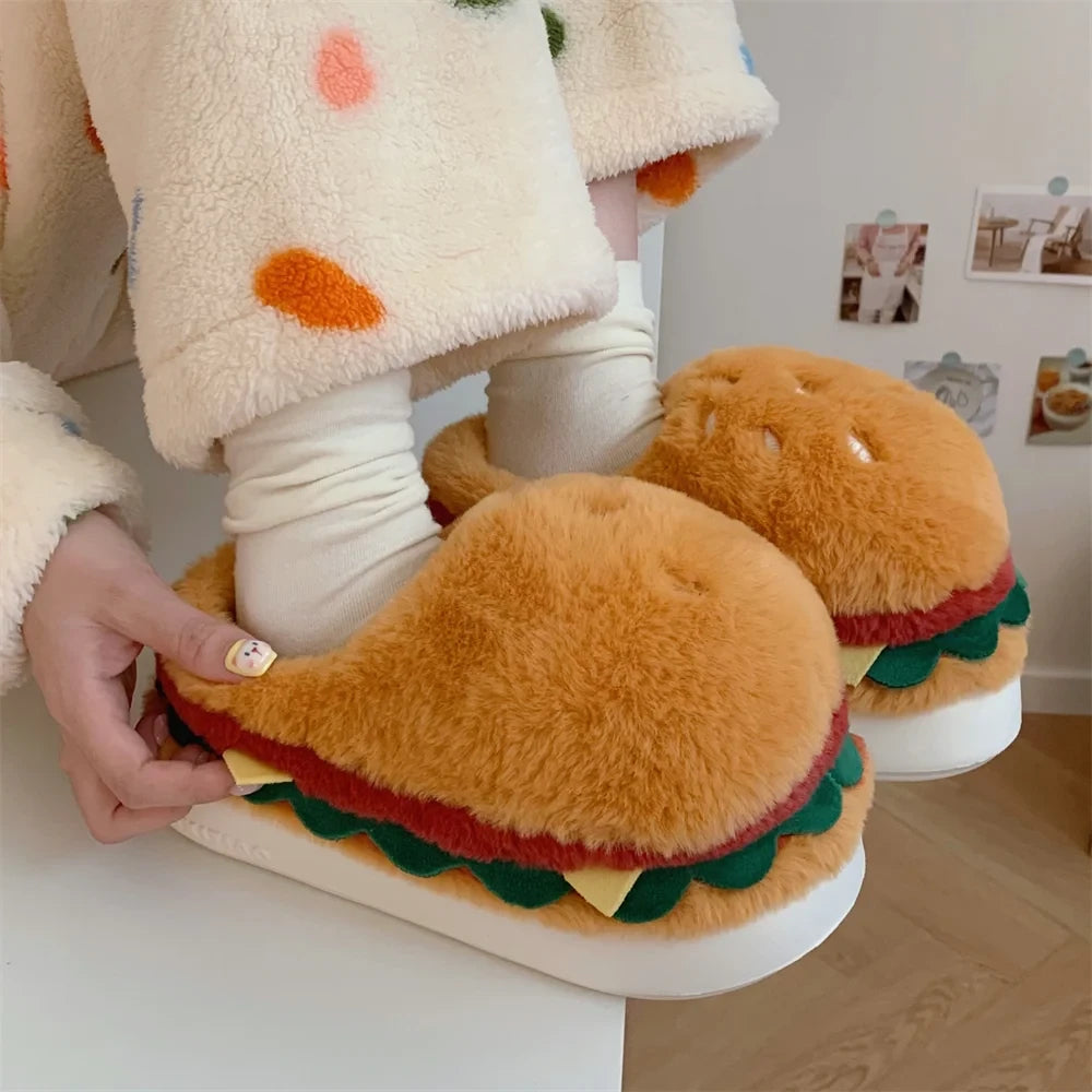 Funny Cute Hamburger Home Slippers Shoes For Men And Women Indoor Household Slippers Warm And Non Slip Winter Fun Couple Cotton The jack market .AU The jack market .AU Step Up Your Style: Trendy Shoes for Every Occasion! $ 75 14:366#Package Cute Burger;200000124:201446565