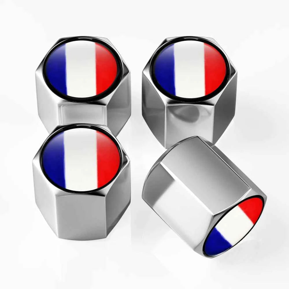 4PCS France Flag Car Wheel Air Cover Dust Proof Car Air Valve Stem Caps for Peugeot Citroen Opel Renault