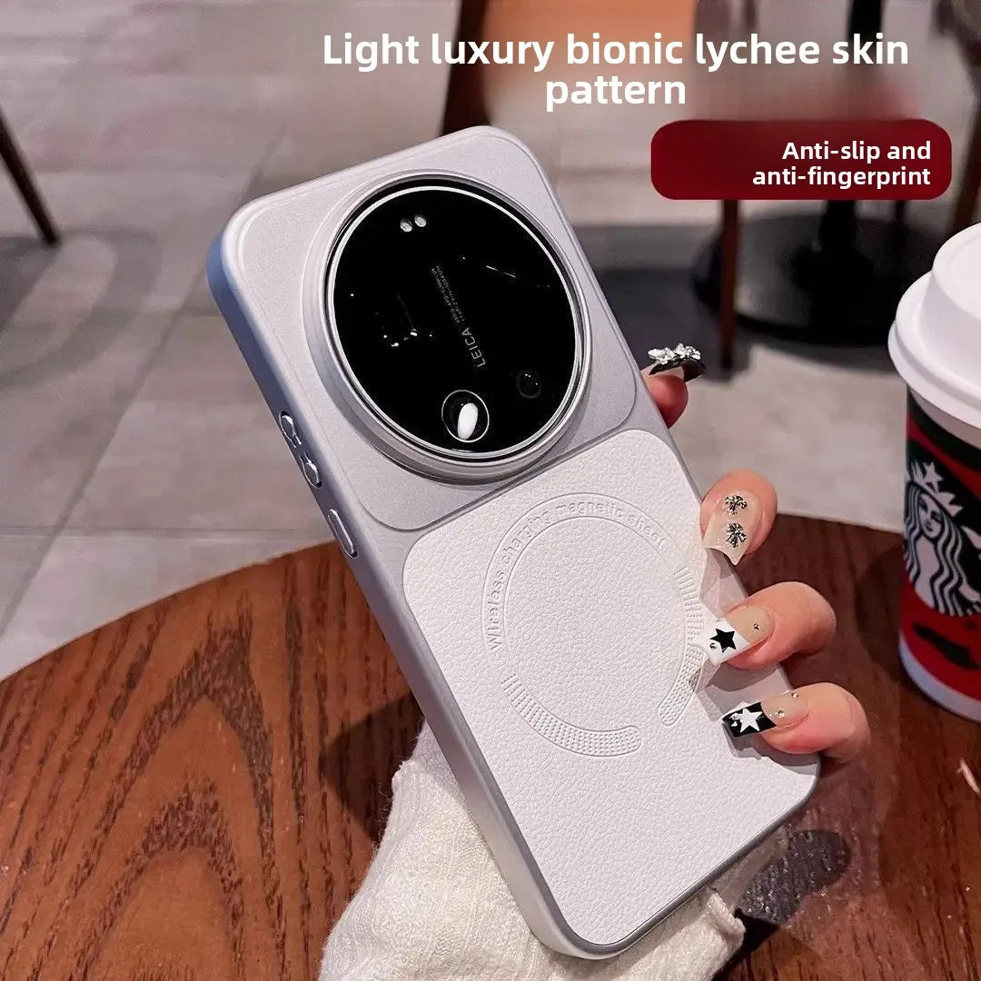 Case For Xiaomi 17 Ultra Luxury Invisible Magnetic Lychee Anti-Fingerprint Texture Leather Cover For MI 17 Ultra Bumper Funda