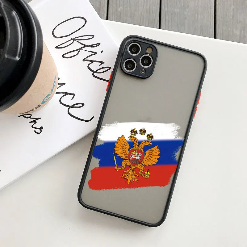 Fashion Russian Flags Emblem Phone Case for IPhone 16 15 12 11 13 14 Pro Max Mini X XR XS 7 8 Plus Russia Elements Cover Funda